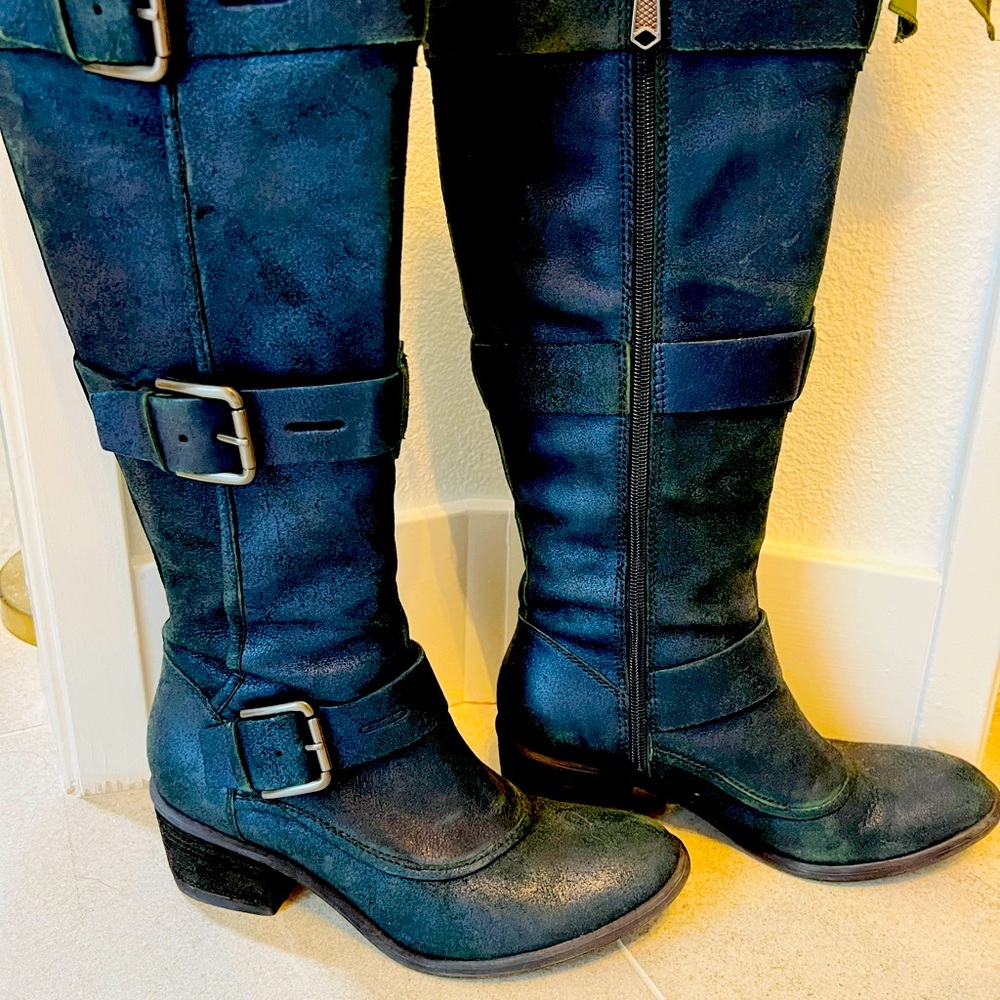 💙Donald Pliner Blue Leather platform boots
